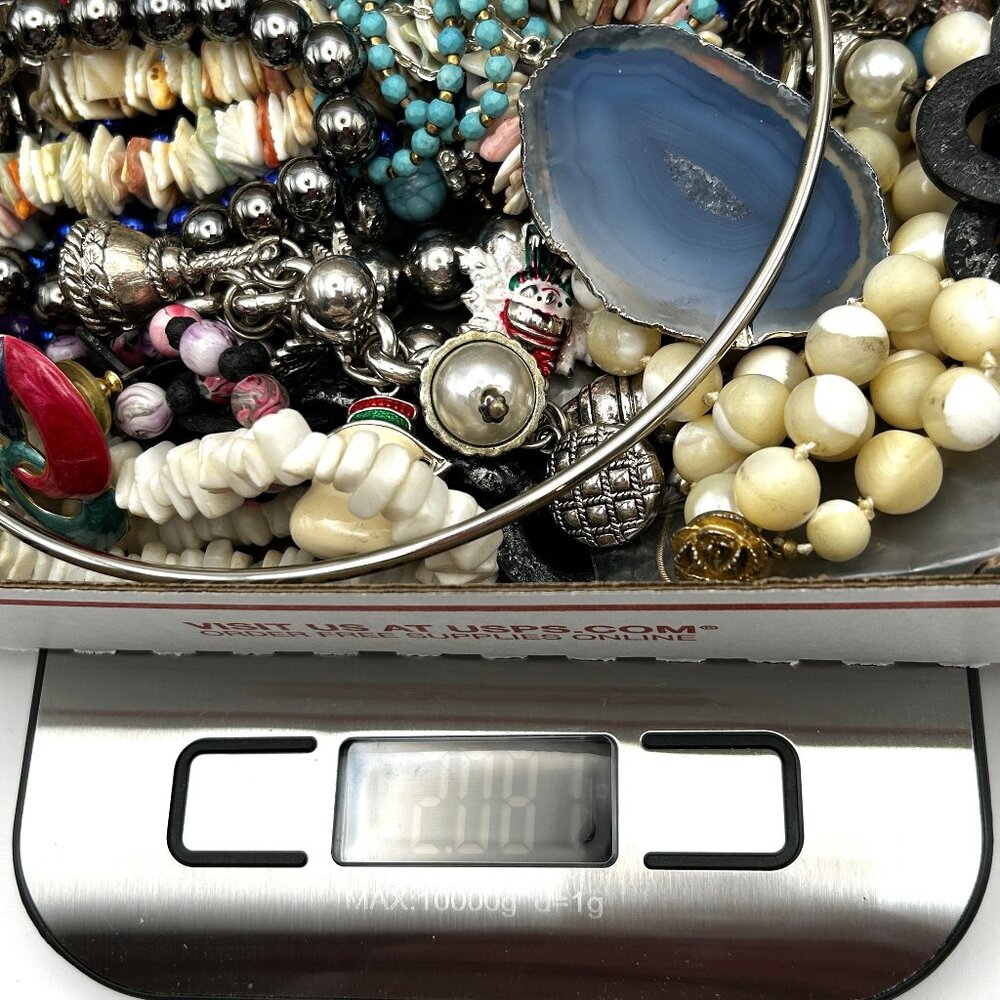 2 lbs Jewelry Lot Vintage to Now Costume Wear Resell Craft Harvest
